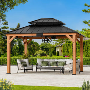 10'x12' Rosewood Cedar Hardtop Gazebo