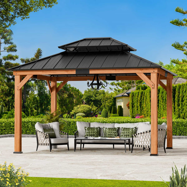 10'x12' Rosewood Cedar Hardtop Gazebo