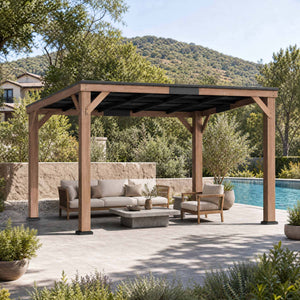 10'x12' Supreme Cedar Hardtop Gazebo with Sloped Roof