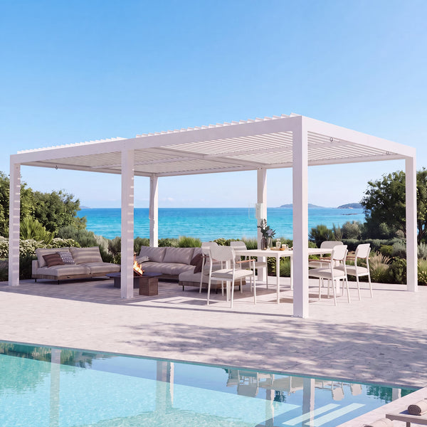 10'x20' Aurora Metal Pergola with Adjustable Louver