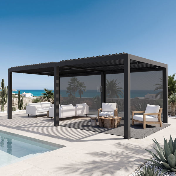 10'x20' Aurora Metal Pergola with Adjustable Louver