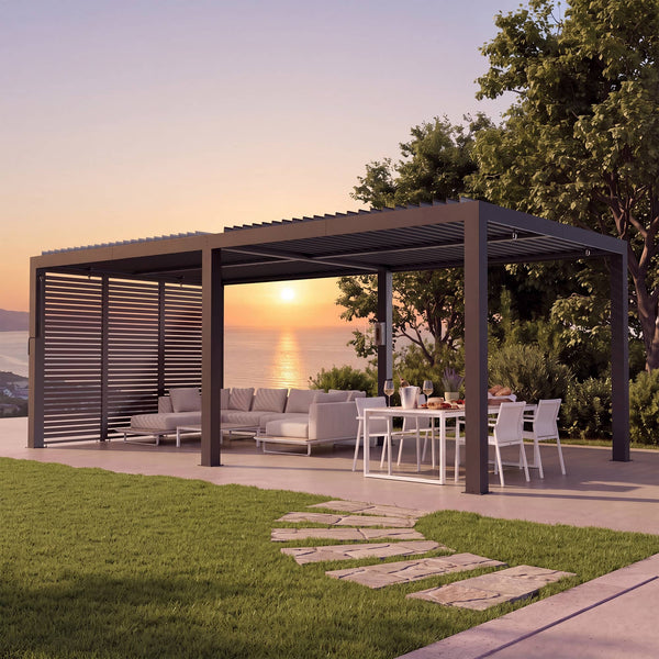 10'x20' Aurora Metal Pergola with Adjustable Louver