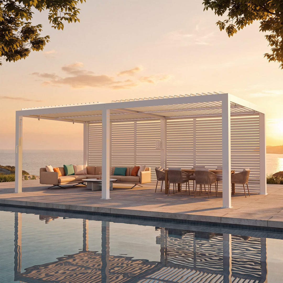10'x20' Aurora Metal Pergola with Adjustable Louver