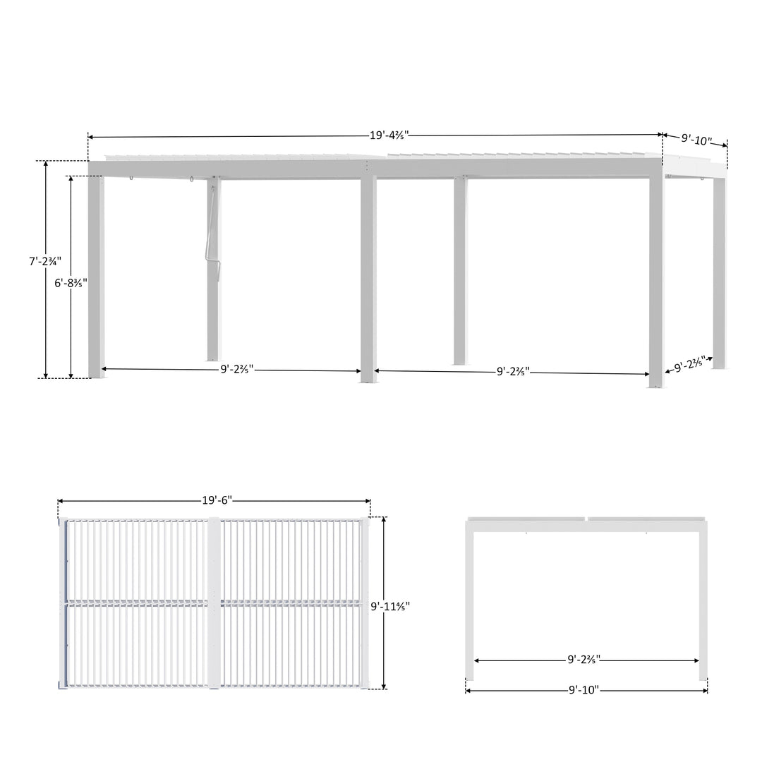 10'x20' Aurora Metal Pergola with Adjustable Louver