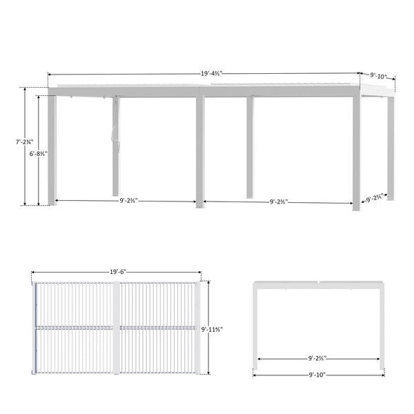 10'x20' Aurora Metal Pergola with Adjustable Louver