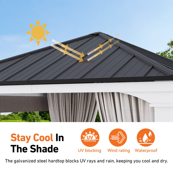10'x20' Sunrise Coast Metal Hardtop Gazebo with Hybrid Pavilion + Pergola Design