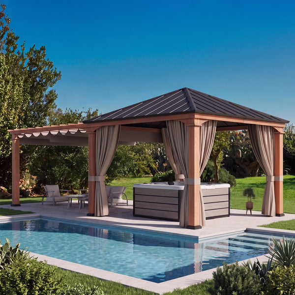 10'x20' Sunrise Coast Metal Hardtop Gazebo with Hybrid Pavilion + Pergola Design