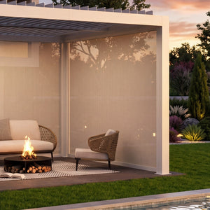 10'x6.7' Pull Down Screen for Aurora Louvered Pergola - White