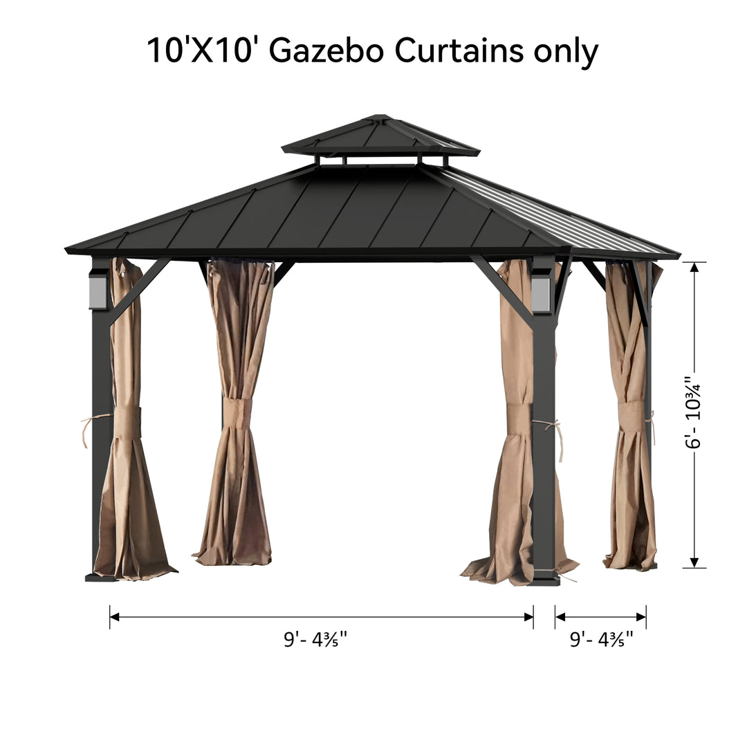 Gazebo Curtain Replacement Universal 4-Panel Sidewalls Outdoor Gazebo Privacy Curtains with Zipper Patio Canopy Garden and Backyard (Curtain Only)