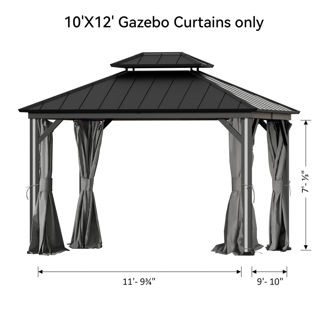 Gazebo Curtain Replacement Universal 4-Panel Sidewalls Outdoor Gazebo Privacy Curtains with Zipper Patio Canopy Garden and Backyard (Curtain Only)