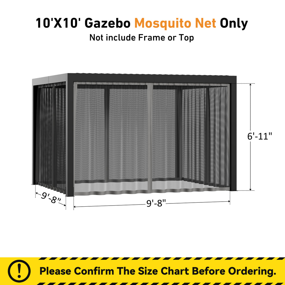 10x10 Privacy Curtains & Mosquito Netting Set for Louvered Pergola