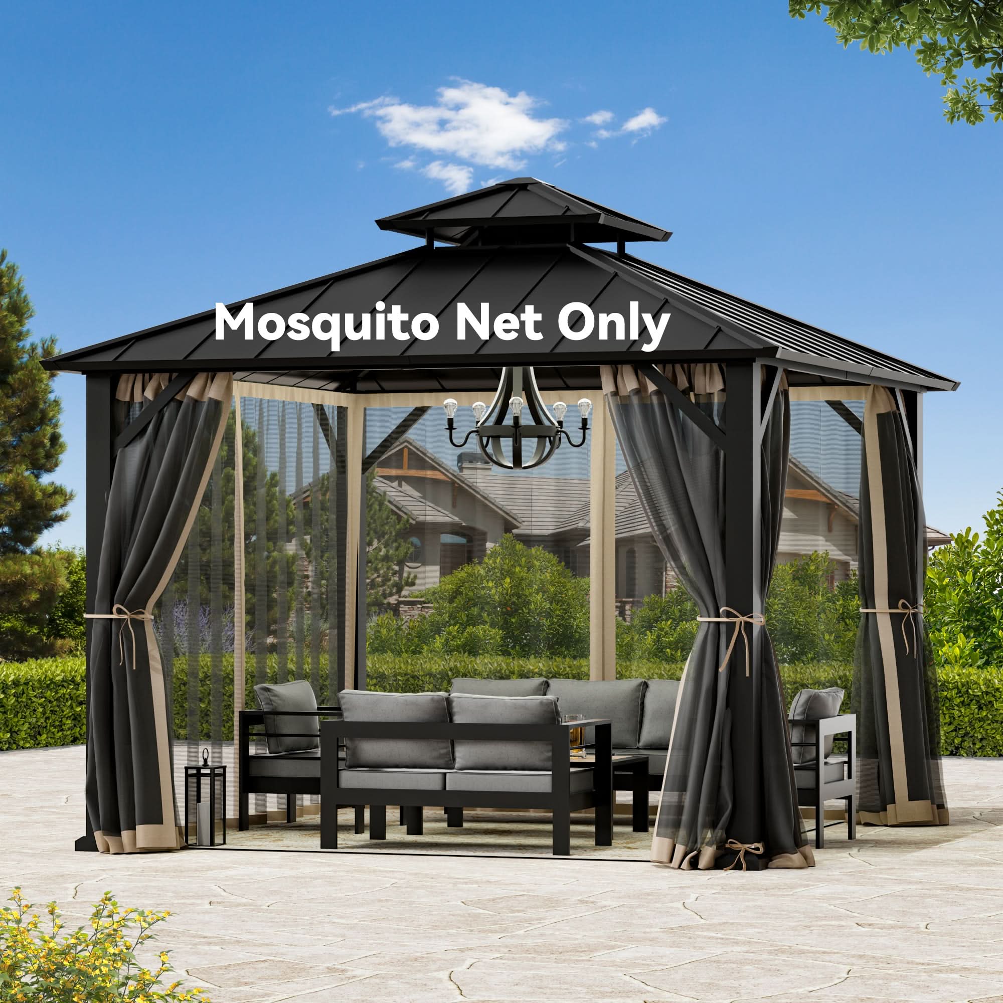 ネット　１０ｍ×２ｍ 10'x10' Mosquito Netting for Gazebo with Two-way Zipper – Modern Shade