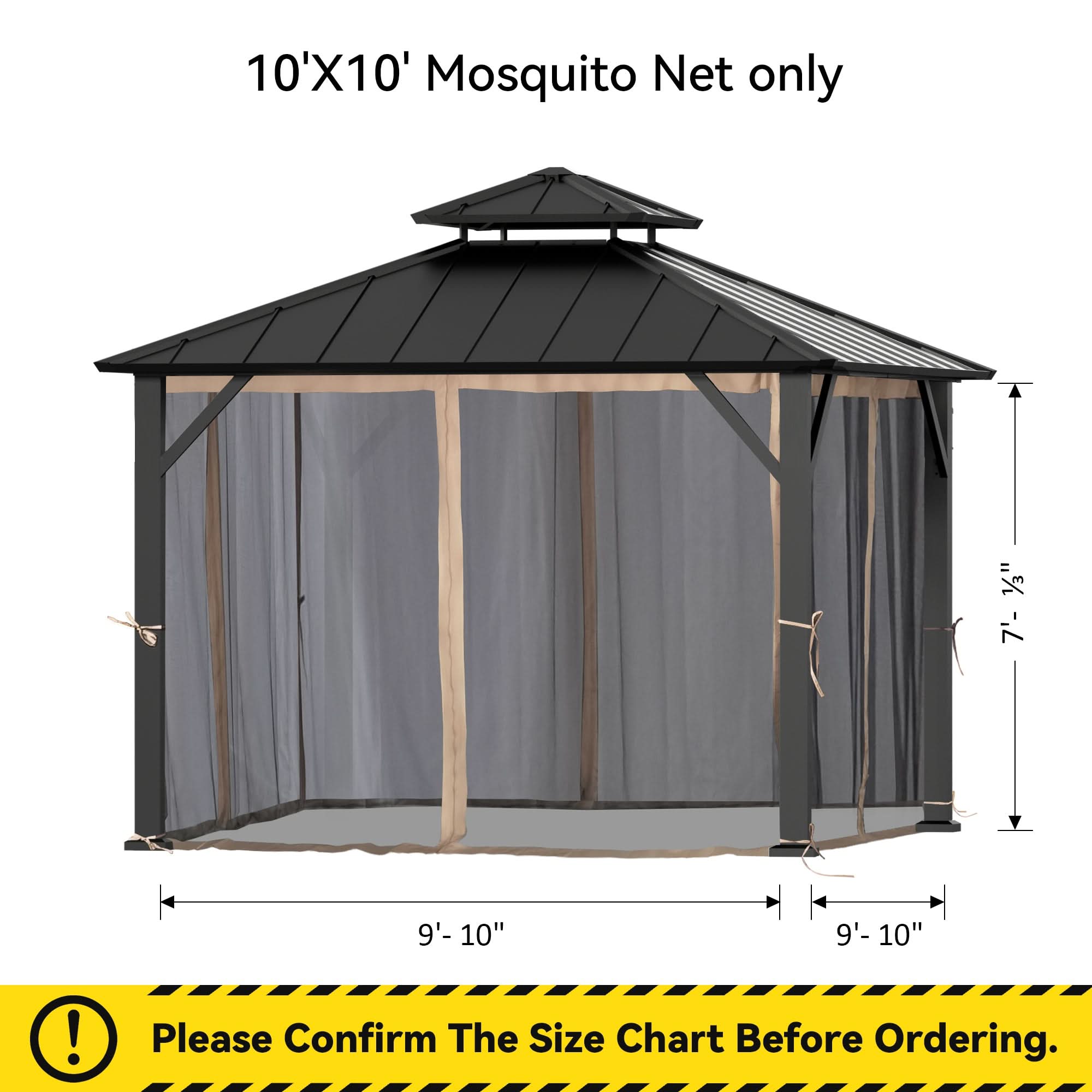 10'x10' Mosquito Netting for Gazebo with Two-way Zipper – Modern Shade