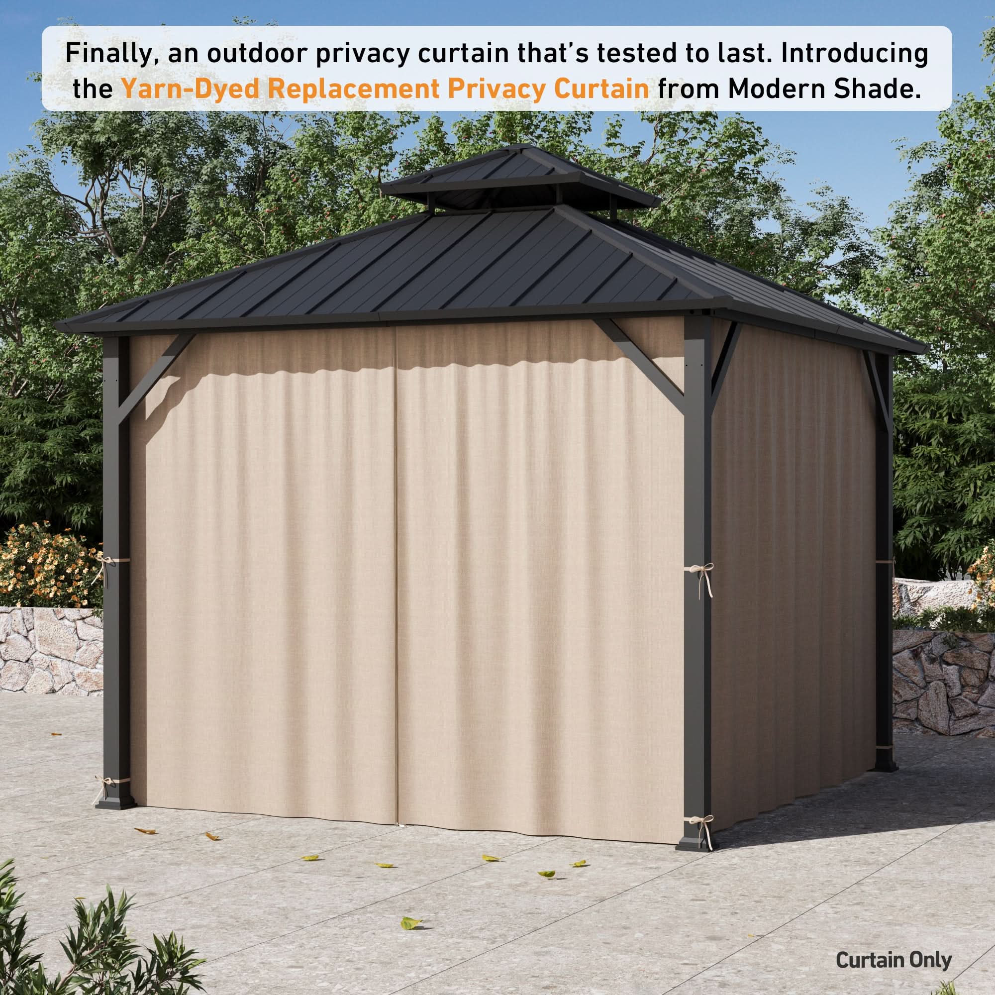 Yarn-dyed 10'x10' Privacy Curtain for Gazebo with Zipper – Modern