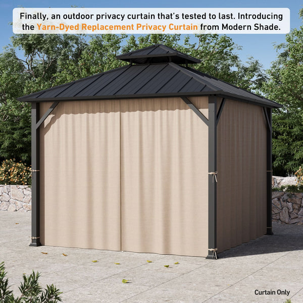 Yarn-dyed 10'x10' Privacy Curtain for Gazebo with Zipper