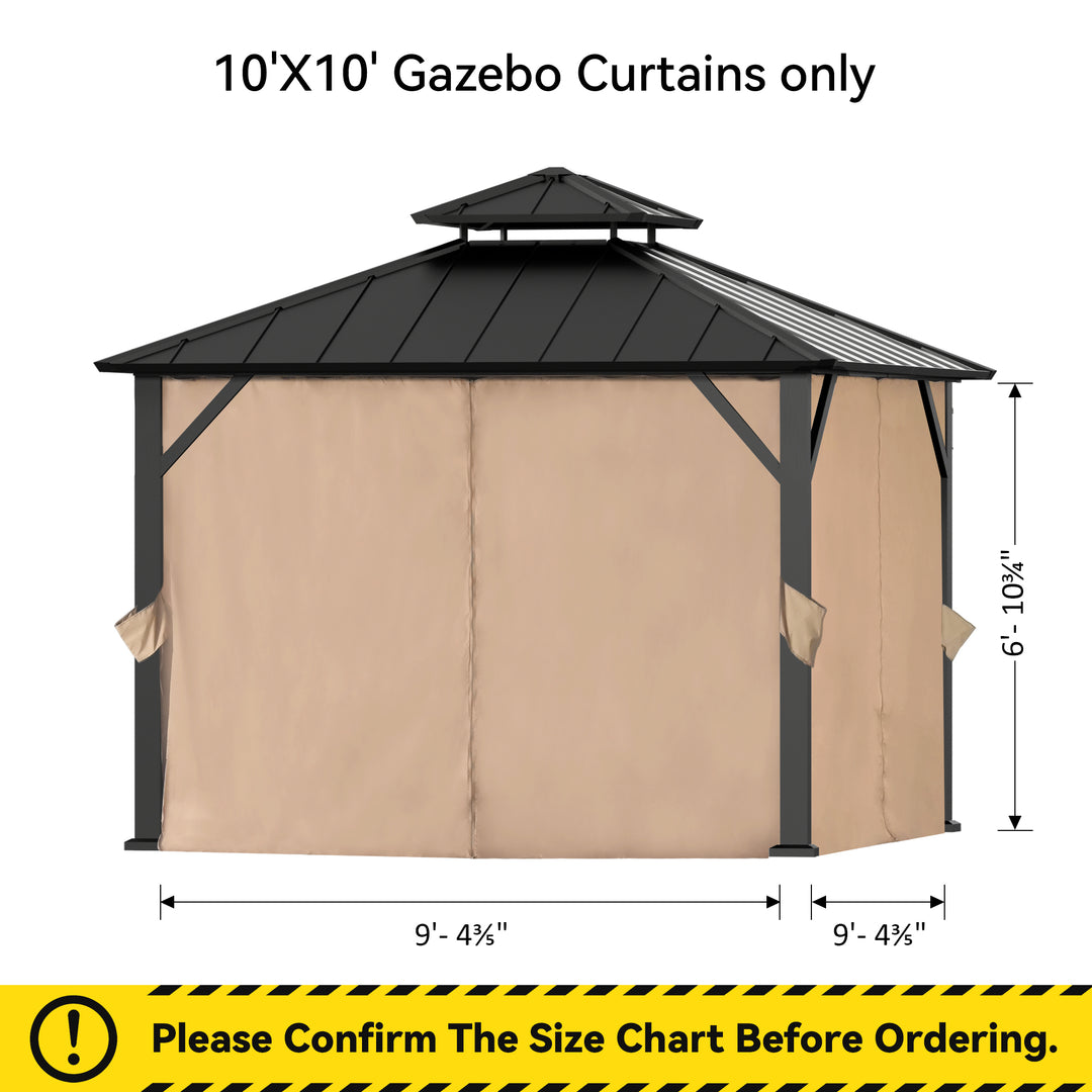 10x10 Privacy Curtain for Gazebo with Two-way Zipper