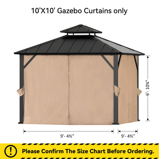 10x10 Privacy Curtain for Gazebo with Two-way Zipper