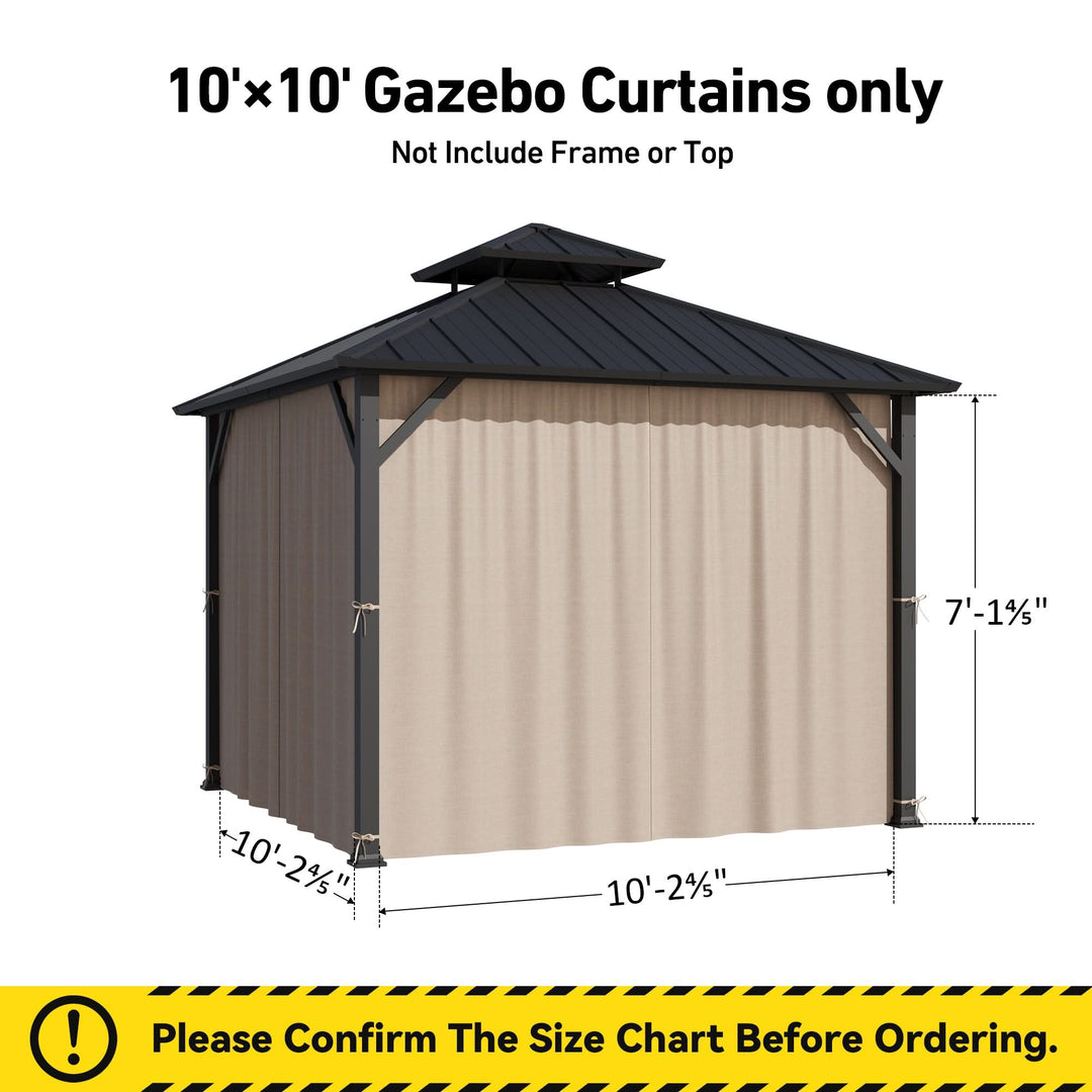 Yarn-dyed 10'x10' Privacy Curtain for Gazebo with Zipper