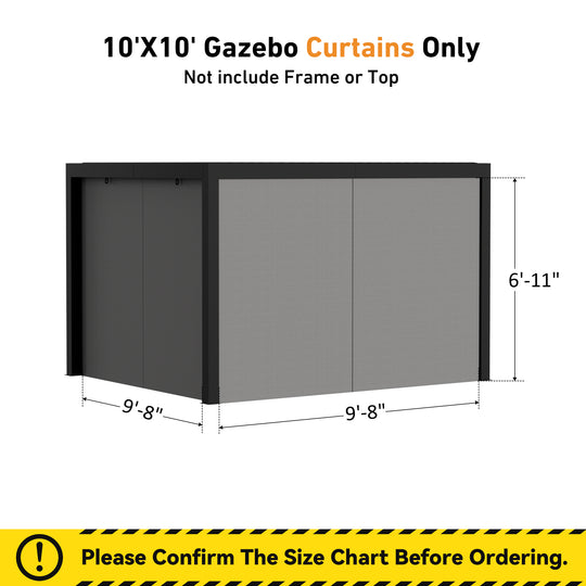 10x10 Privacy Curtains & Mosquito Netting Set for Louvered Pergola