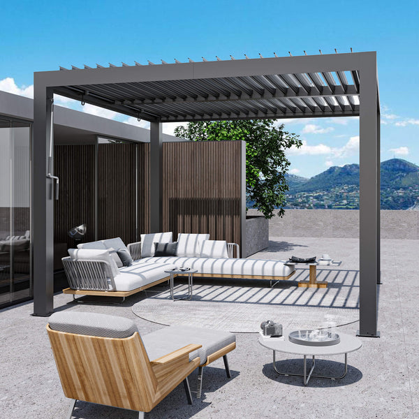 10'x10' Aurora Metal Pergola with Adjustable Louver