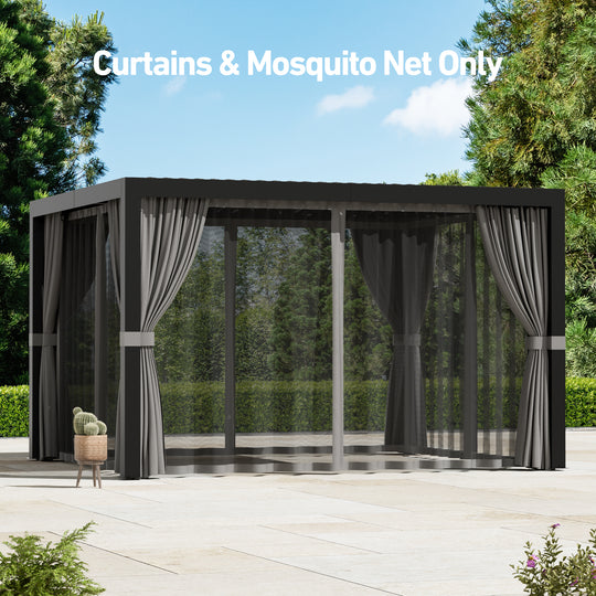 10x12 Privacy Curtains & Mosquito Netting Set for Louvered Pergola