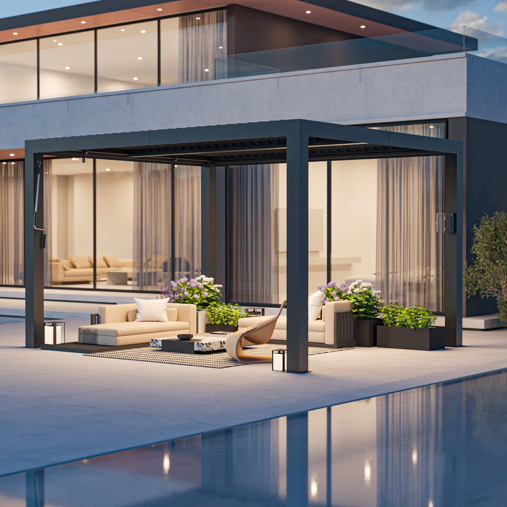 10x12 Aurora Metal Pergola with Adjustable Louver