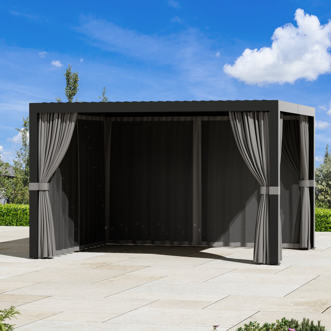 10x12 Privacy Curtains & Mosquito Netting Set for Louvered Pergola