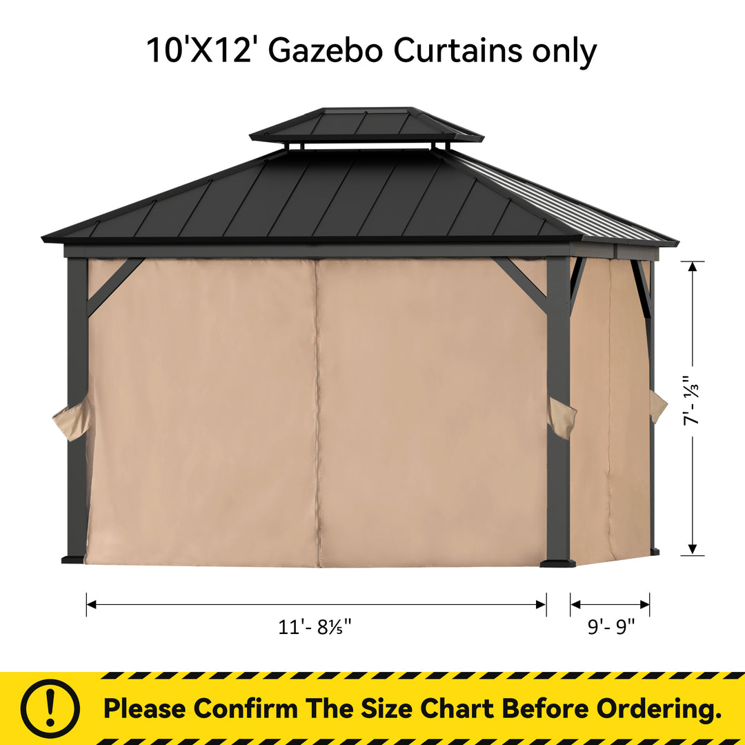 10x12 Privacy Curtain for Gazebo with Two-way Zipper