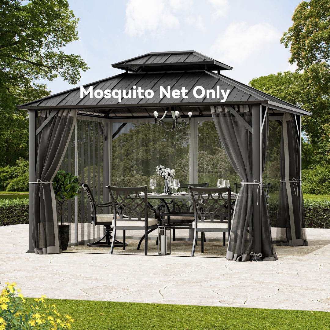 10x12 Mosquito Netting for Gazebo with Two-way Zipper