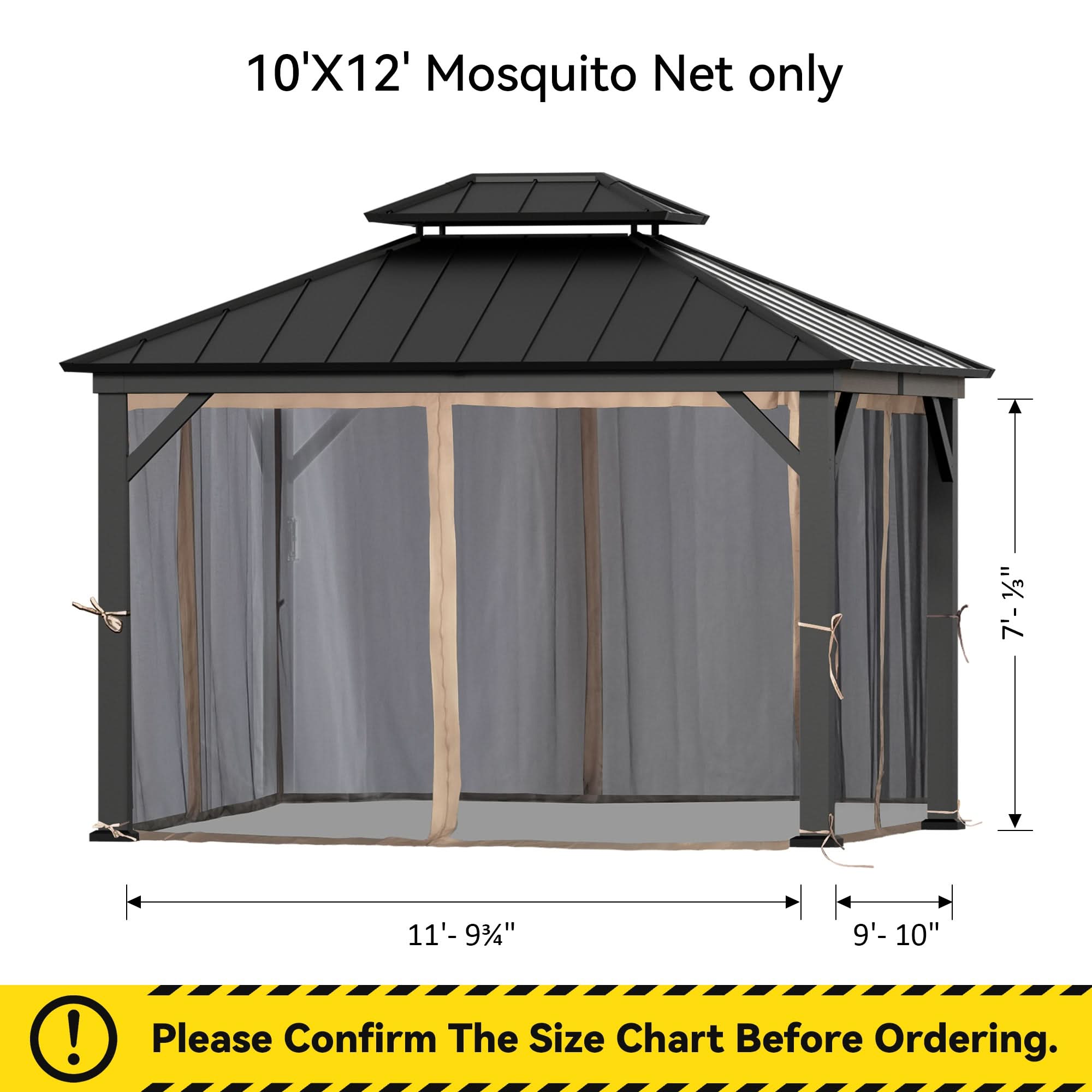 10'x12' Mosquito Netting for Gazebo with Two-way Zipper – Modern Shade