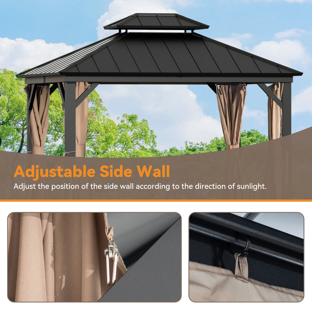 10x12 Privacy Curtain for Gazebo with Two-way Zipper