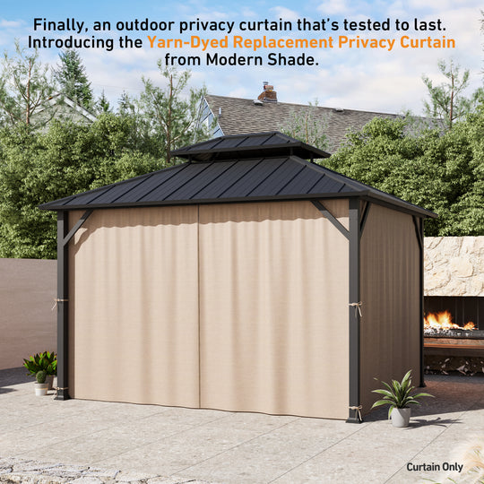 Yarn-dyed 10x12 Privacy Curtain for Gazebo with Zipper
