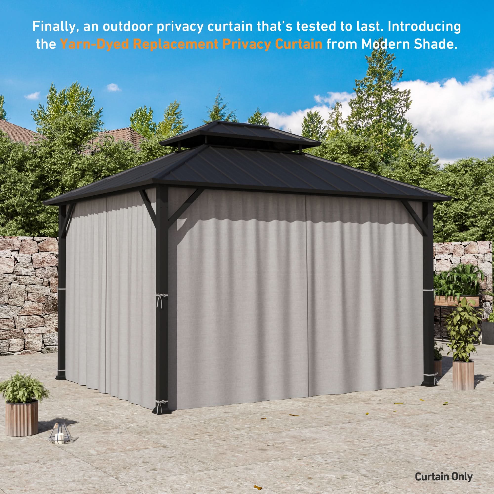 Yarn-dyed 10'x12' Privacy Curtain for Gazebo with Zipper – Modern
