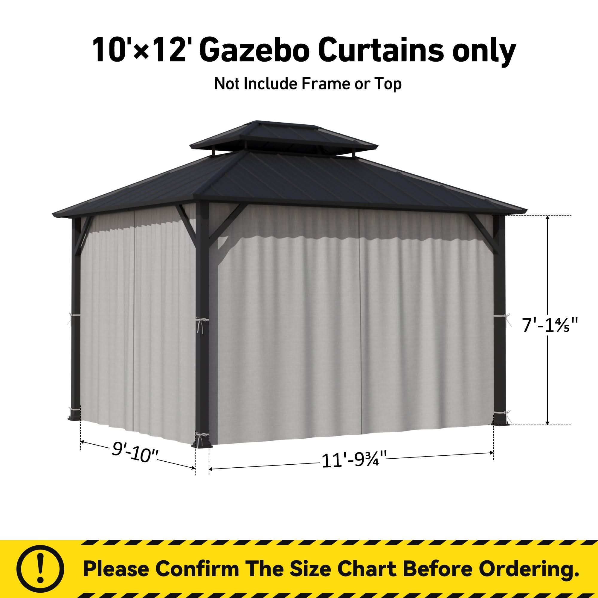 Yarn-dyed 10'x12' Privacy Curtain for Gazebo with Zipper – Modern