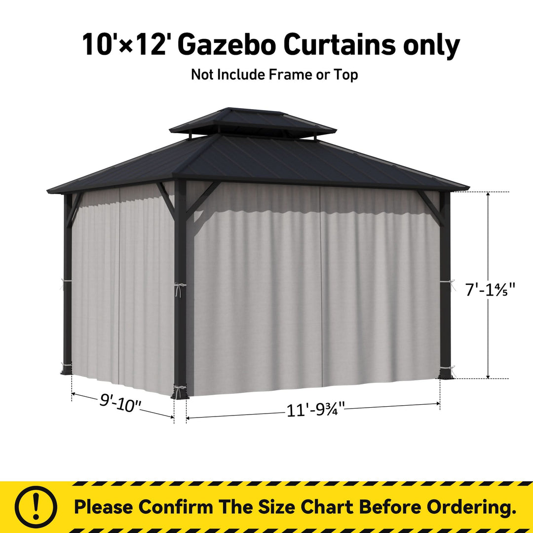 Yarn-dyed 10'x12' Privacy Curtain for Gazebo with Zipper