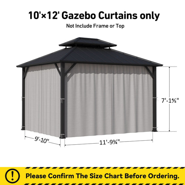 Yarn-dyed 10'x12' Privacy Curtain for Gazebo with Zipper