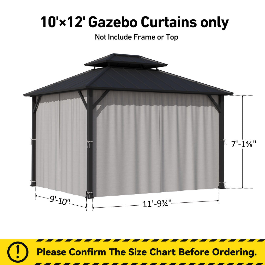 Yarn-dyed 10x12 Privacy Curtain for Gazebo with Zipper