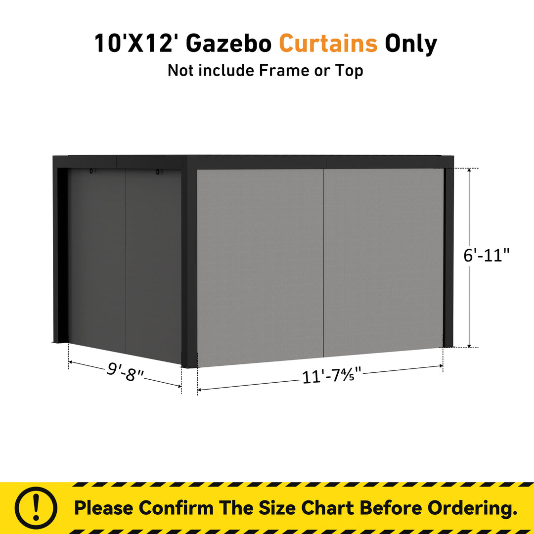 10x12 Privacy Curtains & Mosquito Netting Set for Louvered Pergola