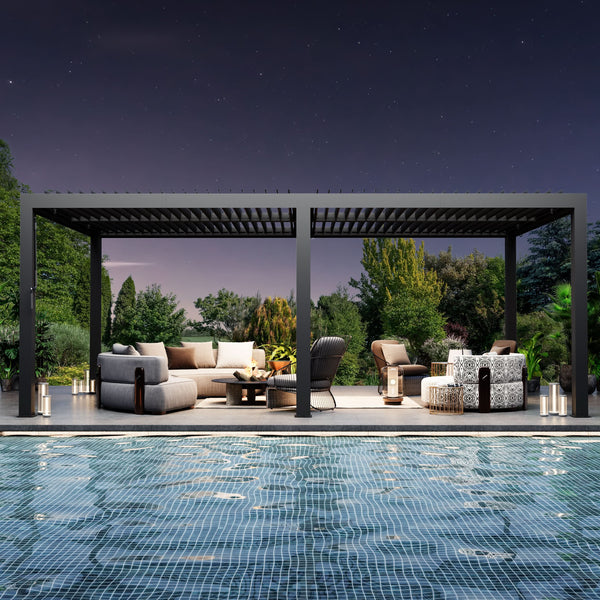 10'x20' Aurora Metal Pergola with Adjustable Louver