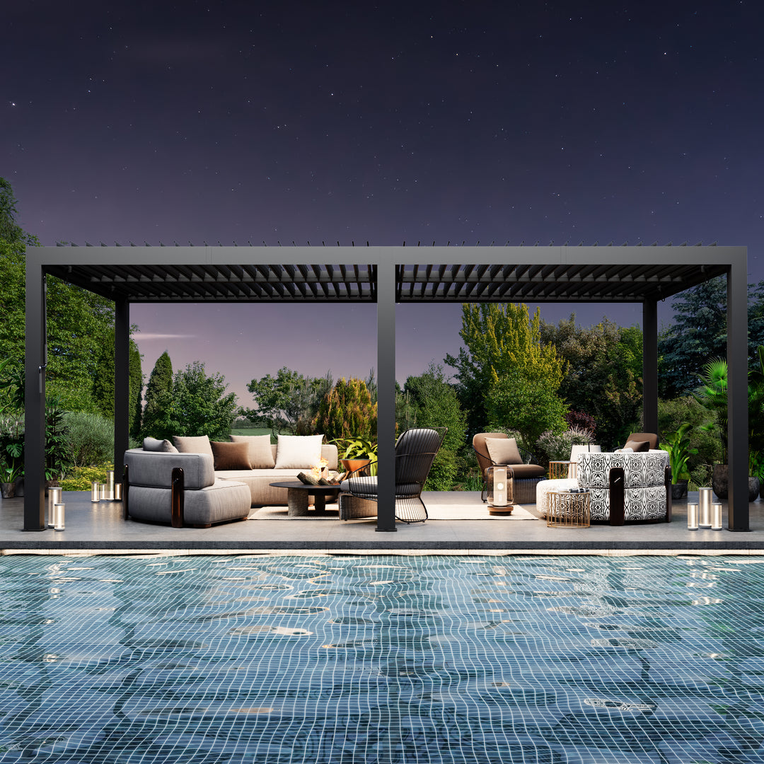 10x20 Aurora Metal Pergola with Adjustable Louver