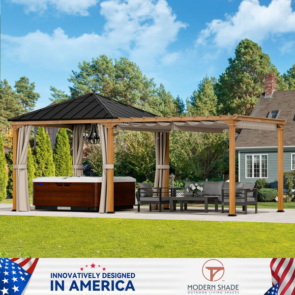 10'x20' Sunrise Coast Metal Hardtop Gazebo with Hybrid Pavilion + Pergola Design