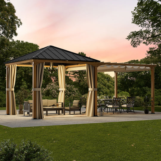 10x20 Sunrise Coast Metal Hardtop Gazebo with Hybrid Pavilion + Pergola Design