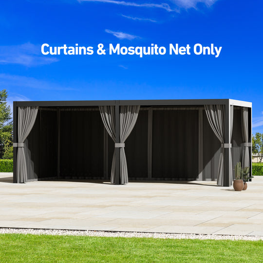 10x20 Privacy Curtains & Mosquito Netting Set for Louvered Pergola