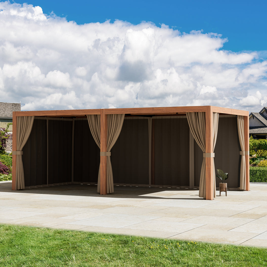 10x20 Privacy Curtains & Mosquito Netting Set for Louvered Pergola