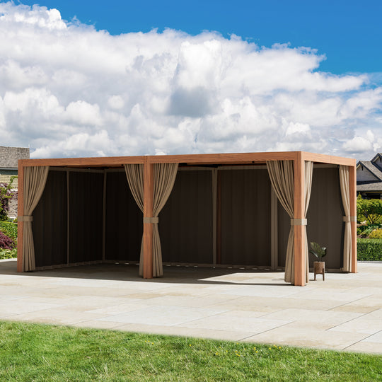 10x20 Privacy Curtains & Mosquito Netting Set for Louvered Pergola