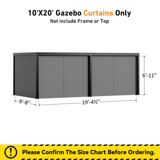 10x20 Privacy Curtains & Mosquito Netting Set for Louvered Pergola