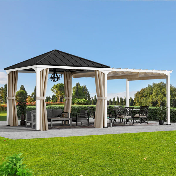 10'x20' Sunrise Coast Metal Hardtop Gazebo with Hybrid Pavilion + Pergola Design