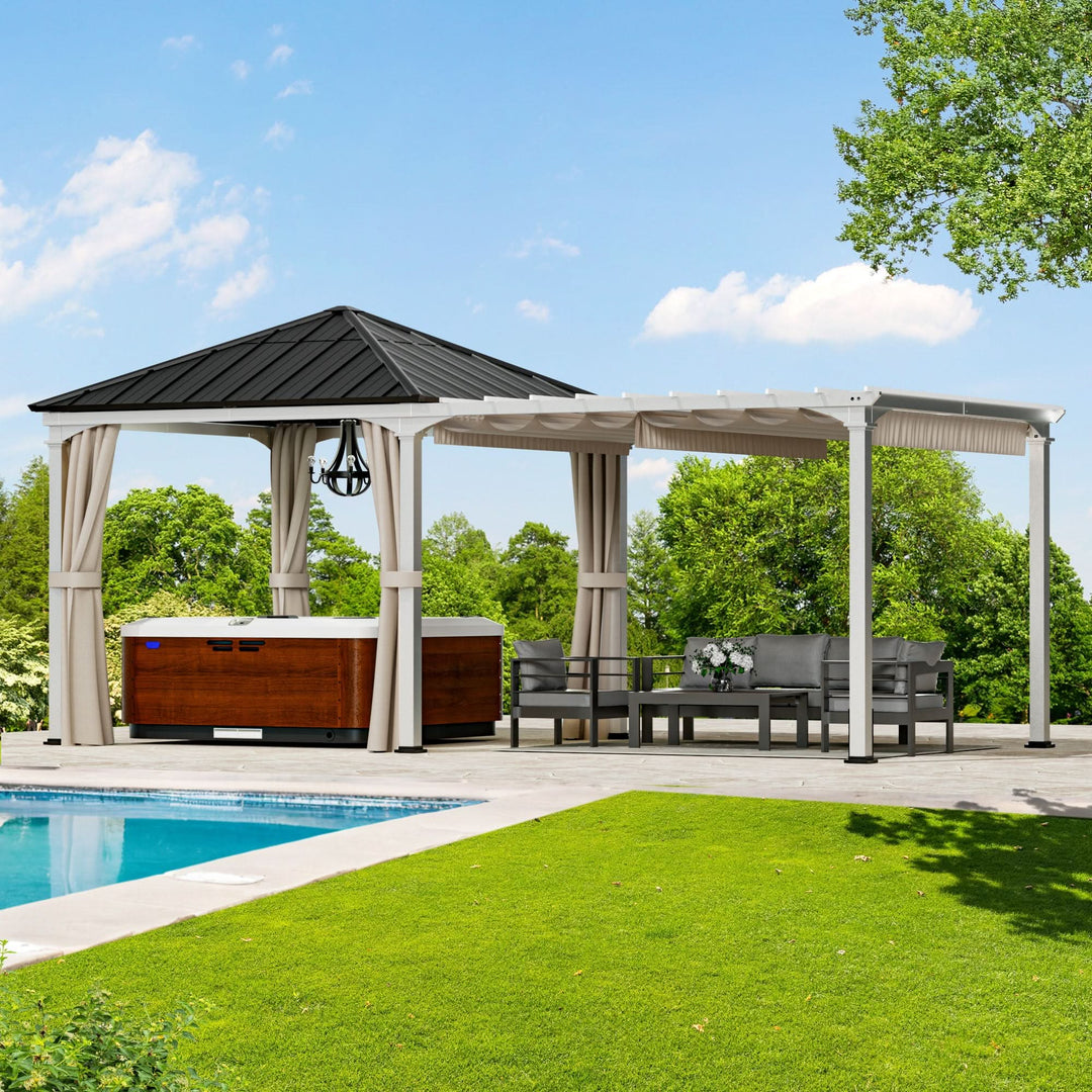 10'x20' Sunrise Coast Metal Hardtop Gazebo with Hybrid Pavilion + Pergola Design