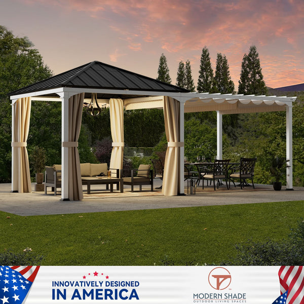 10'x20' Sunrise Coast Metal Hardtop Gazebo with Hybrid Pavilion + Pergola Design