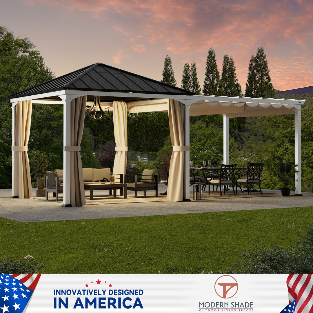 10x20 Sunrise Coast Metal Hardtop Gazebo with Hybrid Pavilion + Pergola Design